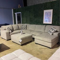 Ballinasloe Sectional With Ottoman - Financing $10 Down