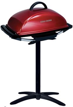 George Foreman Indoor/Outdoor Electric Grill with Stand
Indoor or outdoor electric grill with nonstick surface, 5 heat settings and fat-removing drip