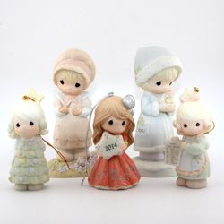 Precious Moments Lot of 5 (2 figurines + 3 ornaments) with Boxes
