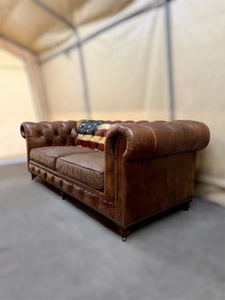 Timothy Oulton Chesterfield Leather Sofa Delivery Available