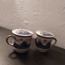 Ship Theme Tea Cups With Strainer And Lid