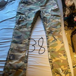 Size 38 Graphic Pants Slim Fit Camo