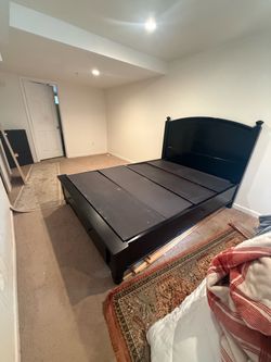 Black Wood Full Bed Frame with Headboard