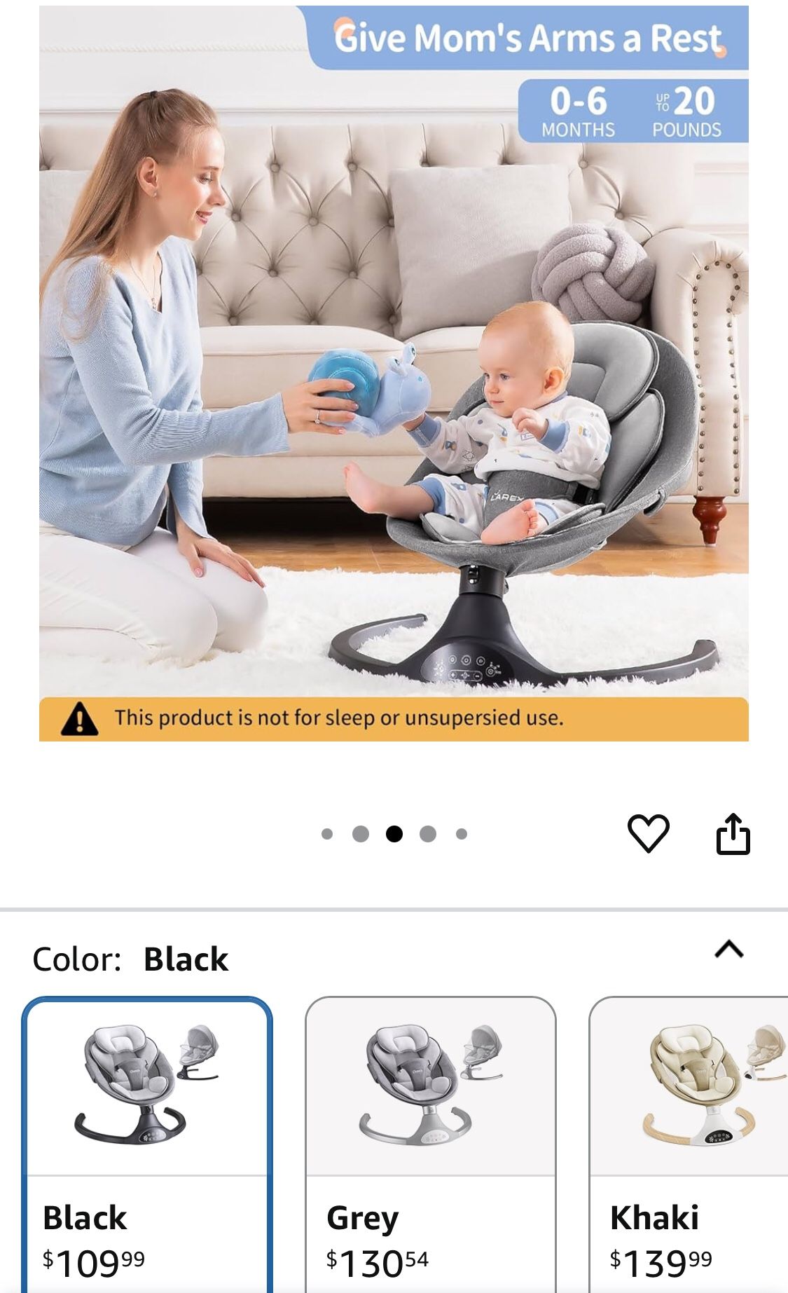 LAREX Baby Swing Infant Swing Electric Toddler Baby Rocker Portable for Newborn