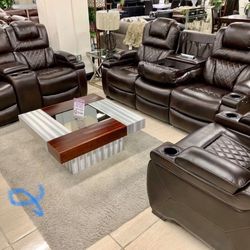 Warnerton Chocolate Power Reclining Living Room Set ( SOFA and LOVESEAT