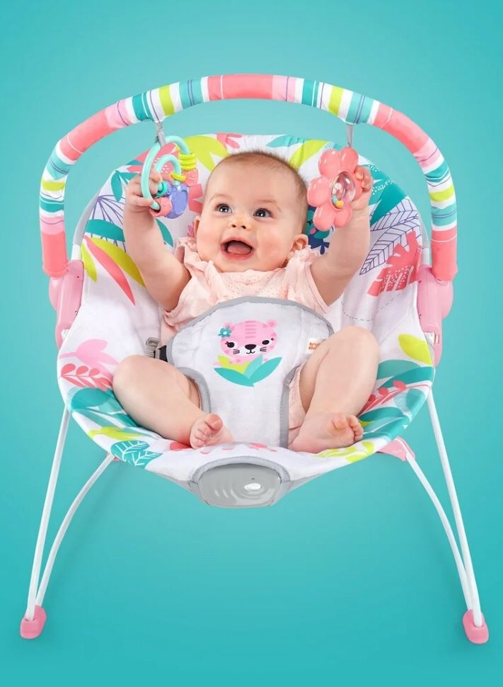 Bright Starts Baby Bouncer • Soothing Vibrations • Infant Seat • Removable Toy Bar • EUC