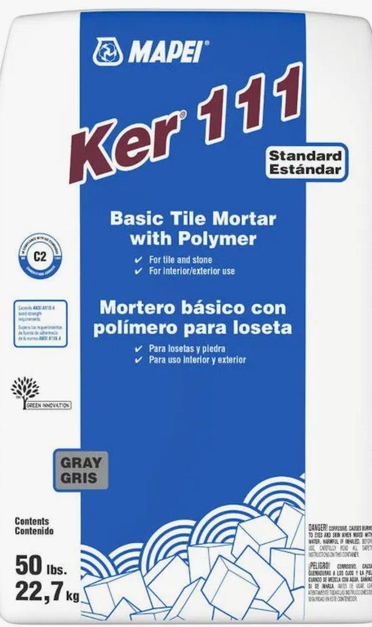 $10 cement mortar for tile. tinset