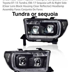 Pair Of Black Housing Headlights Projectors Fit Toyota Tundra 