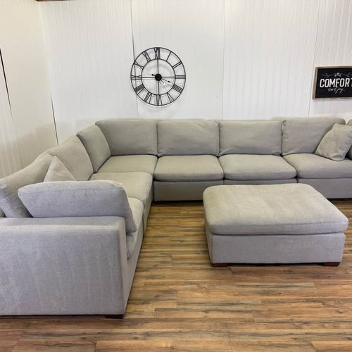 Gray Sectional Sofa with Ottoman