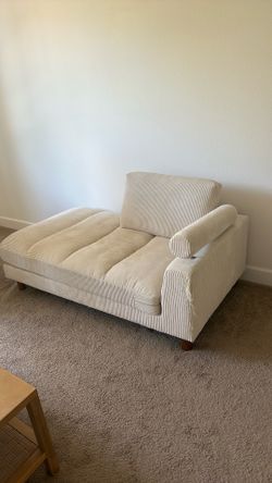 White Couch Sectional Piece (Ripped up)
