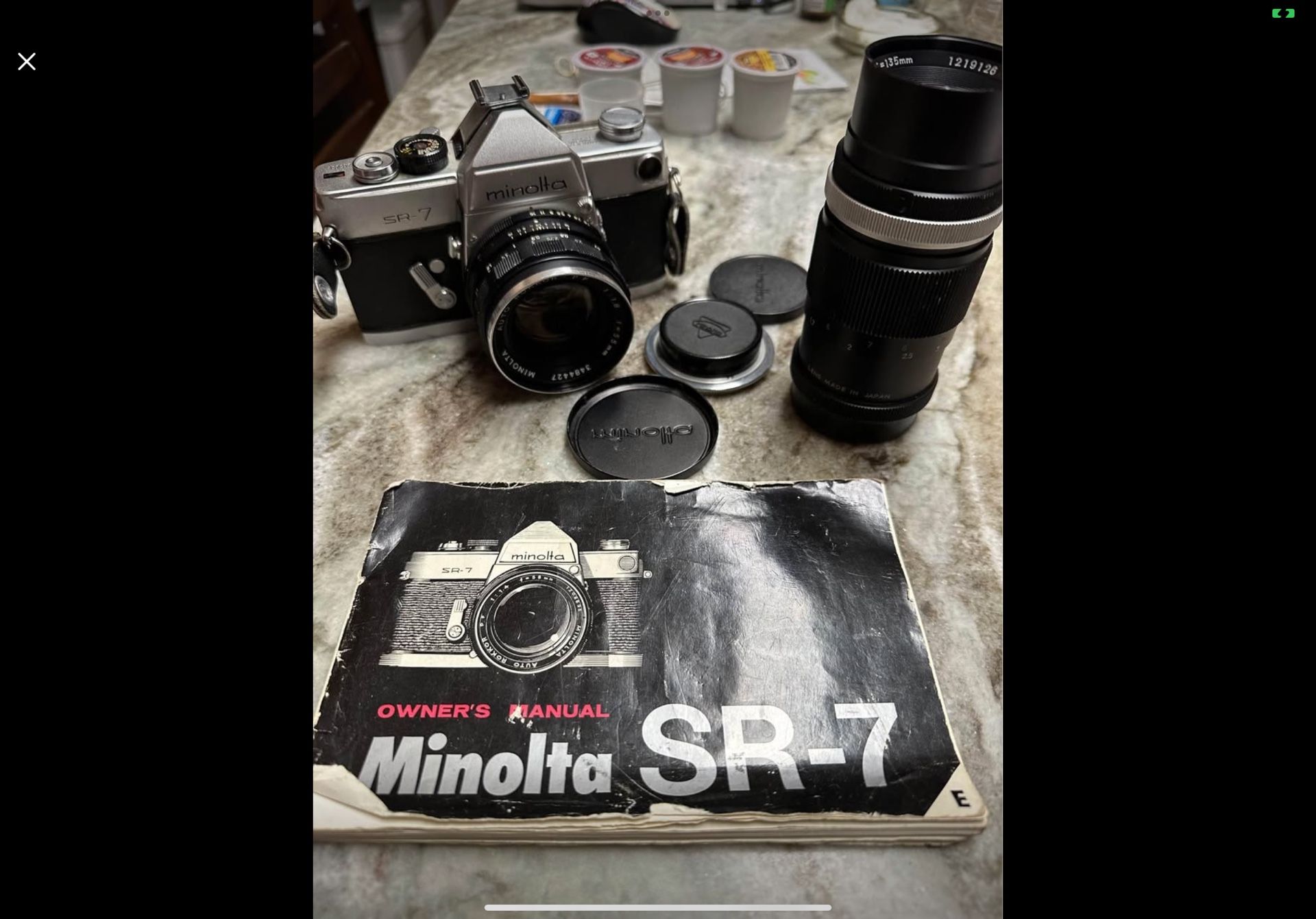Minolta SR7 Camera with two lenses