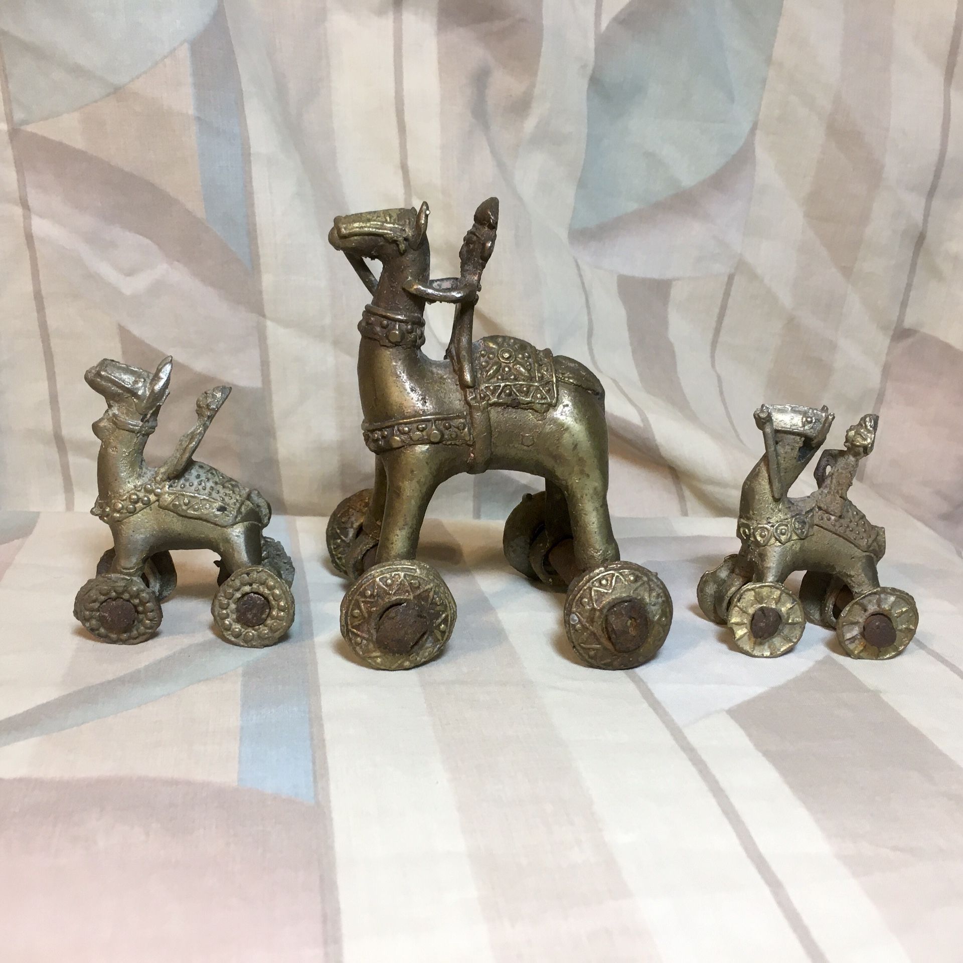 Hindu Temple Toy Trio - Brass Camel Riders