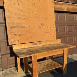 Tradesman Workbench With Pegboard And Hooks