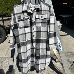 Beautiful Long Plaid Shacket-size medium 