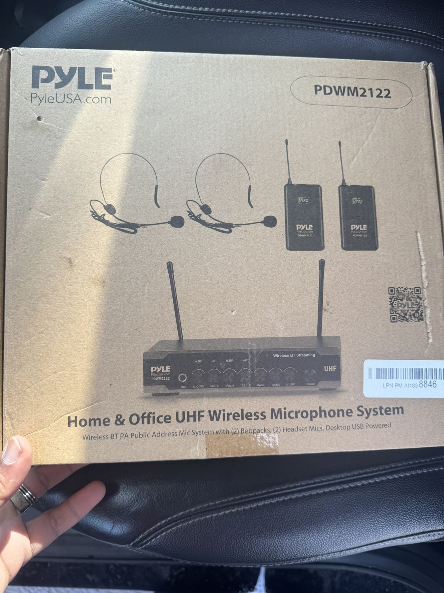 Pyle PDWM2122 Black Wireless Cordless Headset Lapel Lavalier Microphone Set