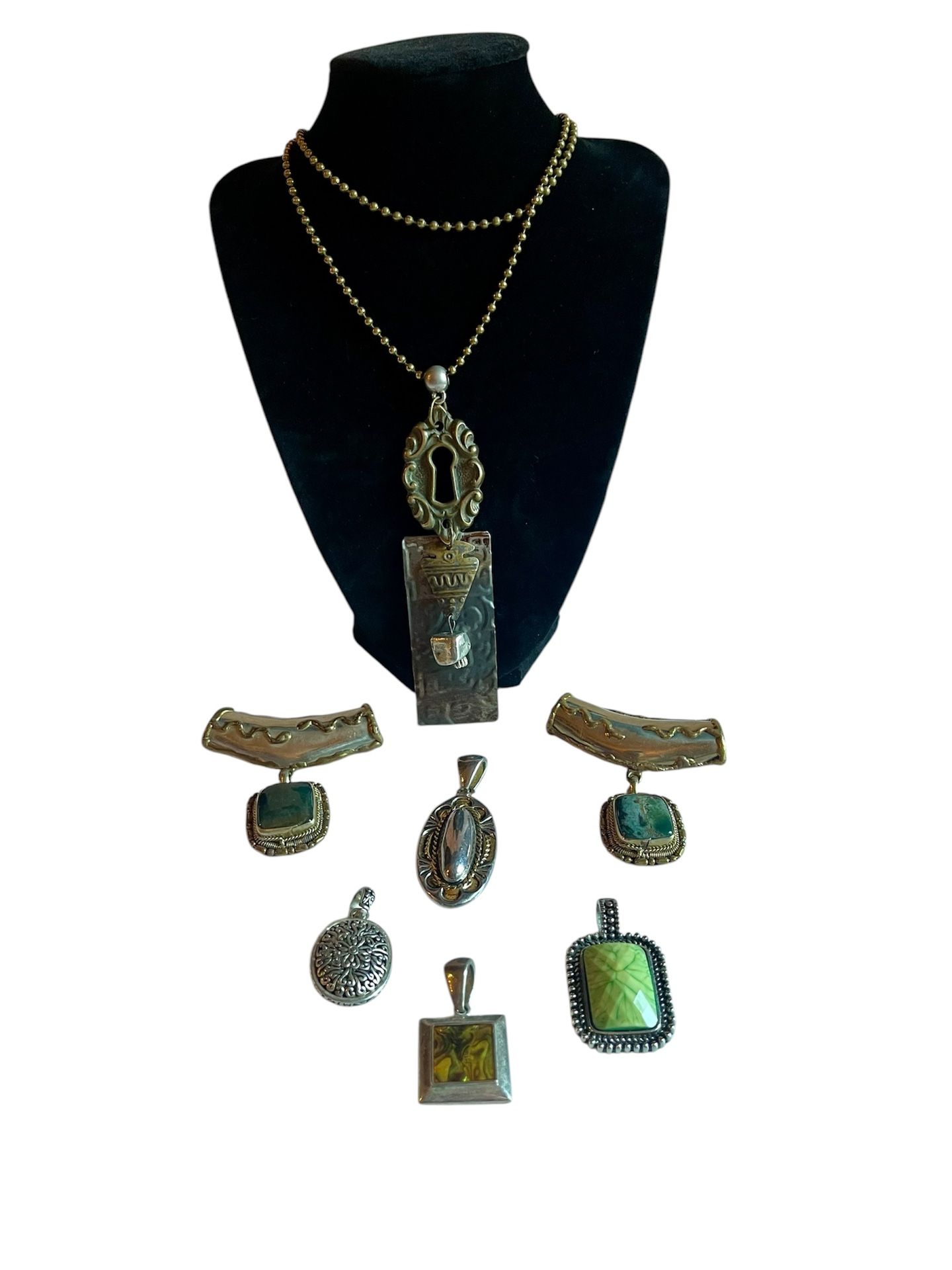Vintage Lot Of 7 Pendants Silver 90s