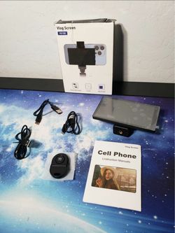 New APEKX 5" Selfie Monitor Screen for iPhone Vlog, Magnetic Phone Clip Mount for Rear Camera Live Streaming, Includes Bluetooth Remote, Compatible wi