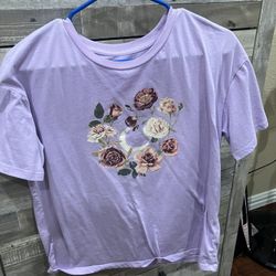 Cute Lilac Shirt With Flowers XXL In Plus Size Kids 