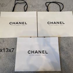Authentic chanel White Shopping Bag 