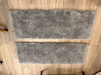 Set of 2 Gray Shag Runner Rugs
