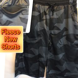Men’s Fleece Gray & black camouflage shorts brand New