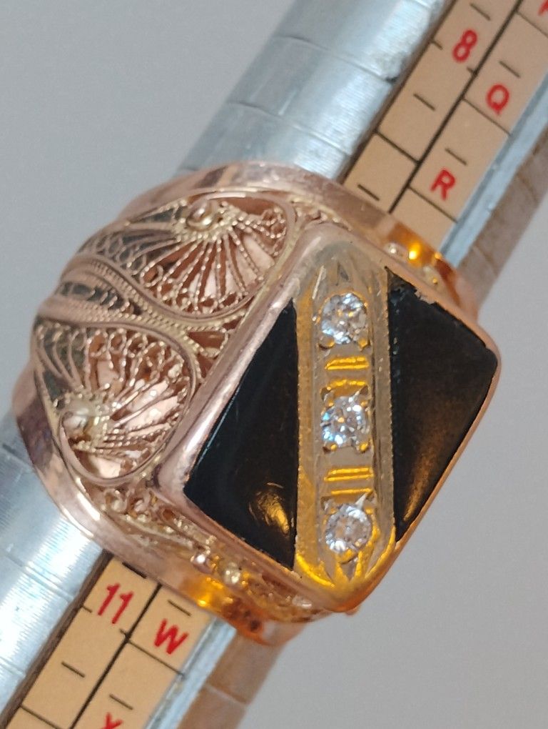 14k  Plumb Gold Huge Antique Natural Diamonds 