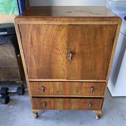 Antique Wood Two Drawer Chest Dresser