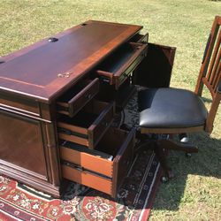 Heavy Wood Office Desk and Chair 