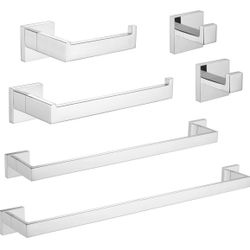 Premium Stainless Steel 6 Pieces Bathroom Hardware Set Wall Mounted Bathroom ...