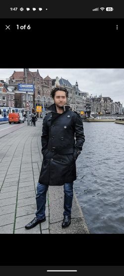 Burberry London Black Trench Coat Men 46R