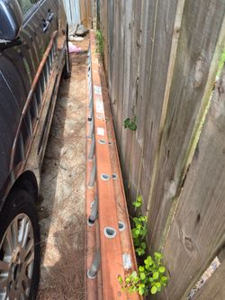 12ft fiberglass extension ladder, so fully extended it is 24ft