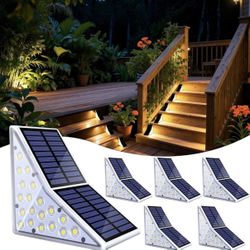 Solar Stair Lights Outdoor, Waterproof IP65 Solar Outdoor Lighting, 1200mAh,19 LED,Outdoor Step Lights,for Garden Stairs, Decks, Front Steps Porch and