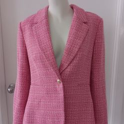 New Pink Boucle Women's Blazer Medium