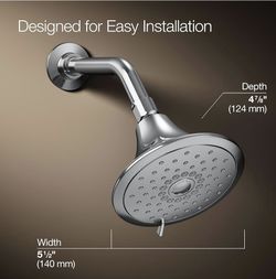 $100 New KOHLER 22169-G-CP Forté® Three-function showerhead, 1.75 GPM, Full Coverage, Pulsating Massage, Silk Spray, Corrosion Resistant, Polished Chr