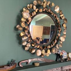 Original Curtis Jere MCM Brass Raindrop Mirror