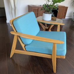 Mid Century Vintage Lounge Blue Accent Z Chair Style