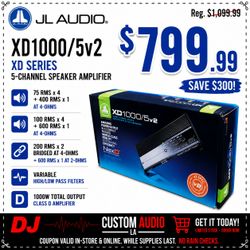 JL Audio XD Series Car 5 Channel Power Amplifier Speaker System Amp 2000 Watts XD1000/5V2 🚨 Payment Options Available 🚨 No Credit Needed 🚨