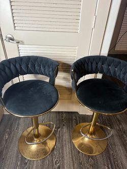 2 Black & gold bar stools