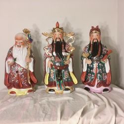 Chinese Immortals - The Three Star Gods: 17” - 19” tall porcelain 