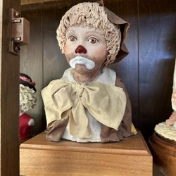 Vintage Ceoci Handmade Bisque Style Porcelain Clown
