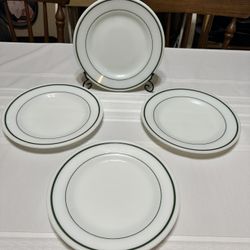 Vintage Pyrex Tableware Green Band Dinner Plates 