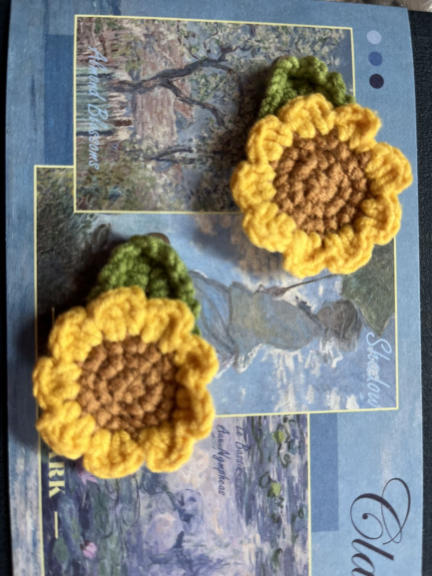 Crochet Sunflower Hair Clip - Handmade - Better For A Pair