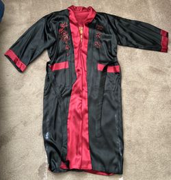 Reversible Black/Red Satin Robe