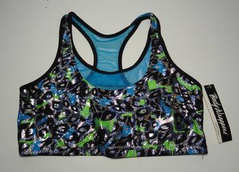 "NEW" Body Wrappers Adult Foil Leopard Camisole Bra - Black, Blue, Green - XL