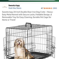 24 Inch Crate With Fitted Mat And Water Bottle