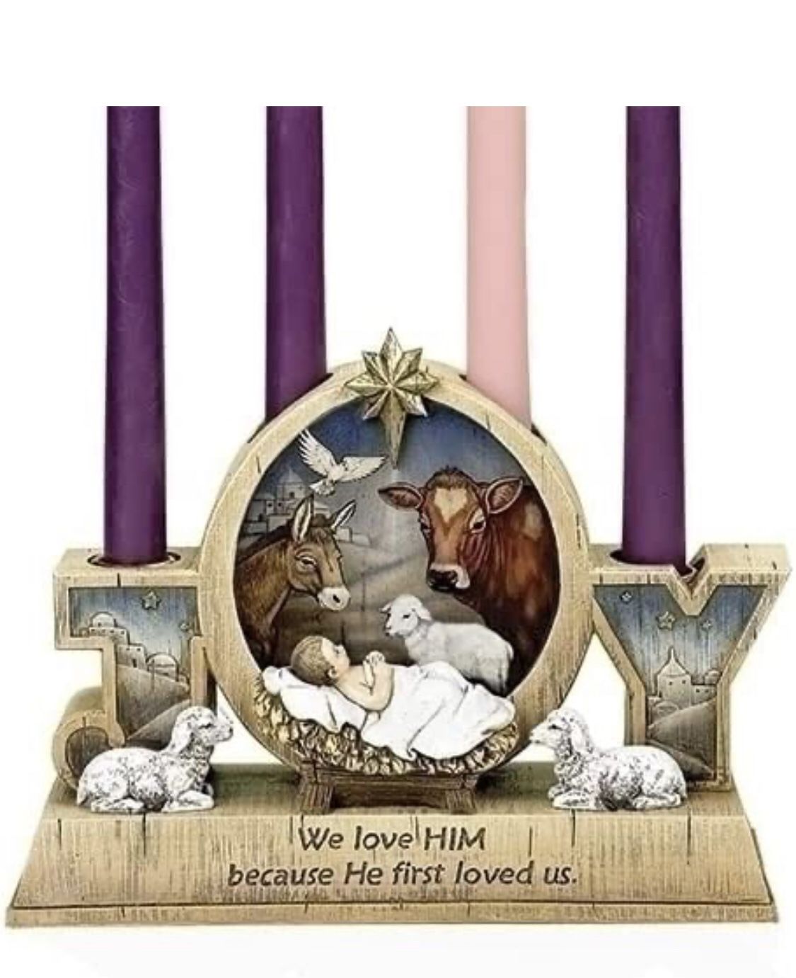 Joseph's Studio by Roman, Christmas Advent Collection, 7" H Advent Babe Candle Holder, Home Décor, Devout Gift, Prayerful Inspiration (3x9x7)