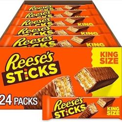 REESE'S STICKS Milk Chocolate Peanut Butter Wafer King Size, Candy Packs, 3 oz (24 Count)