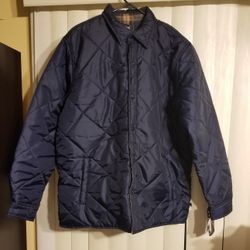 Men's Genuine Dickies Reversible 2-in-1 Quilted Flannel Shirt Jacket Relaxed Fit Size Large Navy Blue & Black Available $55 Each