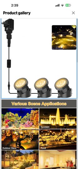 3000K Warm White Pond Lights, LED Underwater Submersible Landscape Spotlights, Switch Control IP68 Waterproof Fountain Light Lighting for Fish Aquariu