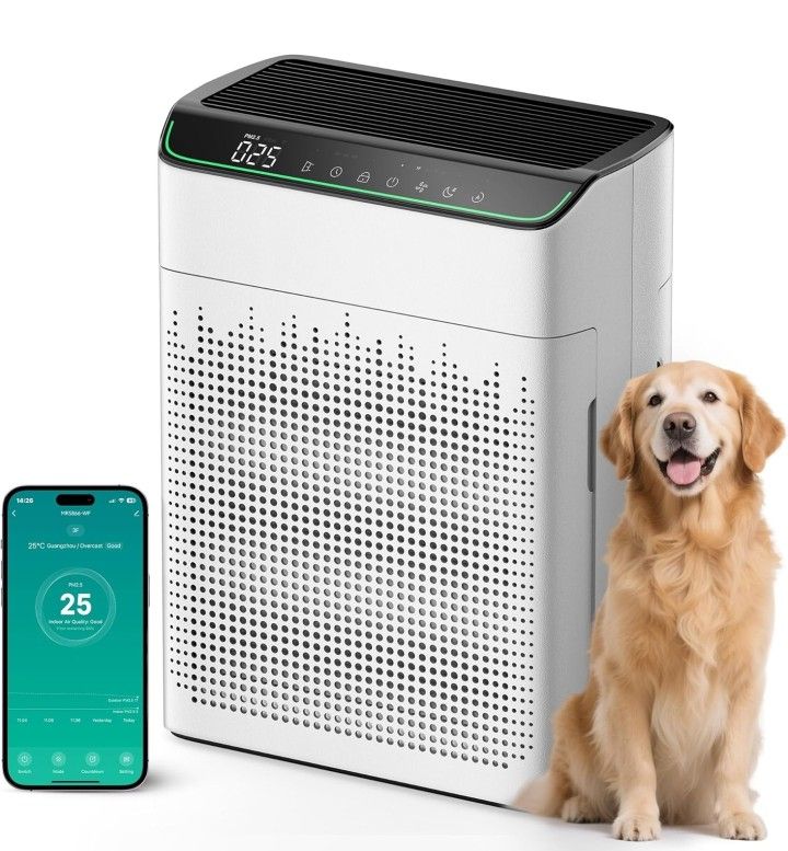 Air Purifiers for Home Large Room Up to 1690 ft² Double-sided Air Inlet Smart WiFi Alexa Compatible PM 2.5 Air Quality Monitor